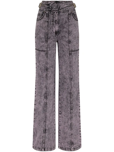 Ulla Johnson Albie Belted Acid-wash High-rise Wide-leg Jeans In Violett