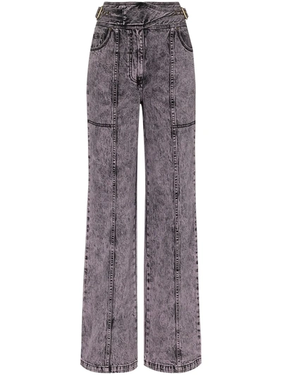 Ulla Johnson Albie Belted Acid-wash High-rise Wide-leg Jeans In Lilac