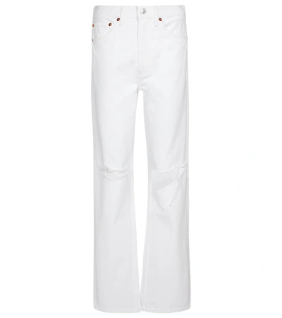 Re/done 90s High Rise Loose Distressed Straight-leg Jeans In White