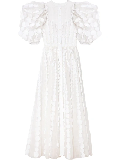 Carolina Herrera Puff-sleeve Circle Applique Maxi Dress In White