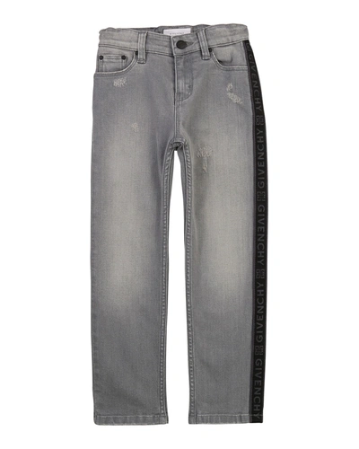 Givenchy Kids' Boy's Straight-leg Logo Denim Jeans In Gray