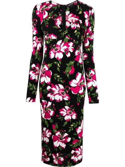 Tom Ford Twist-front Floral-print Jersey Midi Dress In Multicolore