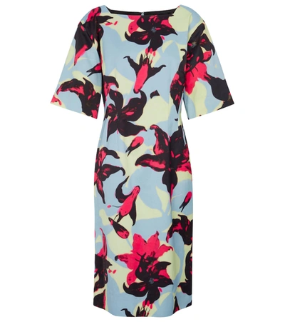 Dries Van Noten Floral Short-sleeve Sheath Dress In Light Blue 514