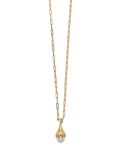Pamela Love Anemone Pearl Pendant Necklace In Gold/white
