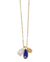 Pamela Love Pilar Charm Cluster Necklace, Blue-gold In Blue/gold