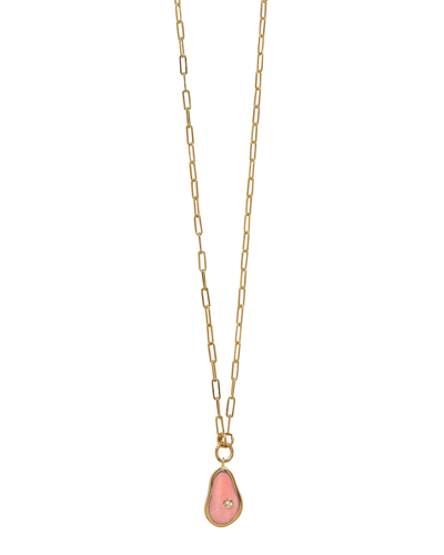 Pamela Love Pillar Ii Pink Opal Inlay Pendant Necklace In Gold/pink