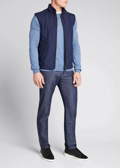 Ermenegildo Zegna Men's Stratos Nylon Zip-front Vest In Blue