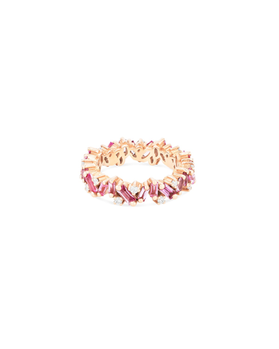 Suzanne Kalan Pink Sapphire And Diamond Full Band Ring On 18k Rose Gold