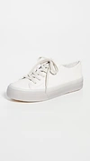 Vince Heaton Leather Platform Sneakers In Off White/translucent Sole Leather