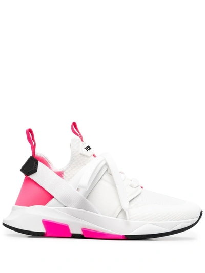 Tom Ford Logo-print Lace-up Sneakers In C White Pink