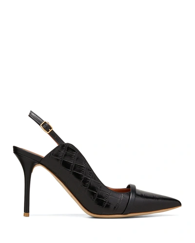 Malone Souliers Marion Mock-croc Slingback Pumps In Black