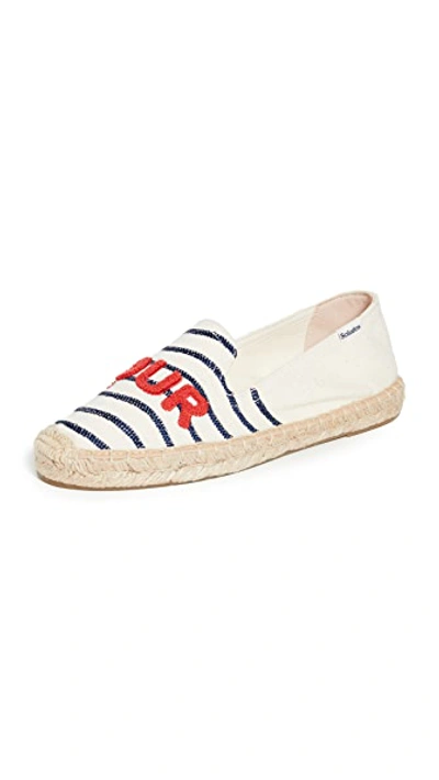 Soludos Bonjour Flat Espadrille Loafers In Navy Natural
