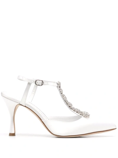 Manolo Blahnik Tangun Crystal T-strap Pumps In Mcrm1205