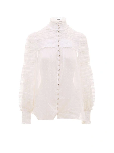 Zimmermann Cotton Shirt With Embroidery In White