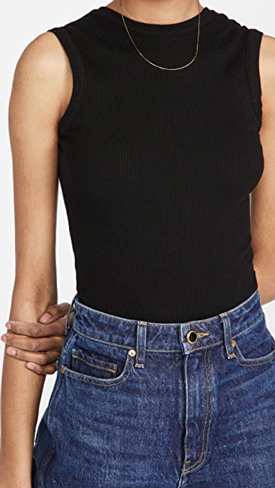 Agolde Sutton V Back Cap Sleeve Bodysuit In Nero