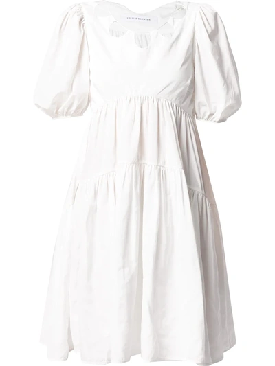 Cecilie Bahnsen Textured Cut-out Puff-sleeve Dress In White