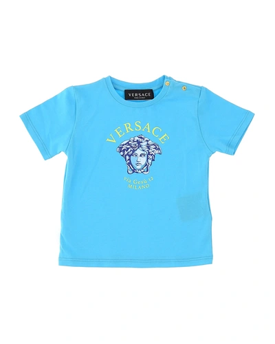 Versace Kids' Boy's Medusa Logo Short-sleeve Shirt In Multi