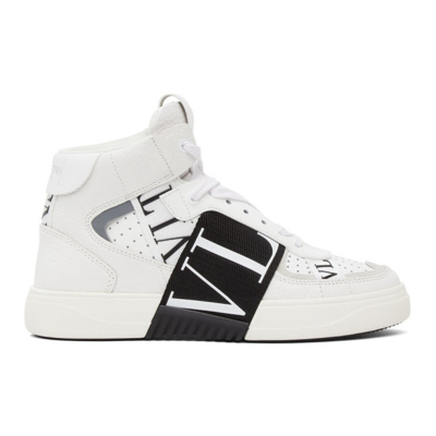 Valentino Garavani White & Black 'vl7n' Mid-top Sneakers In Bianco