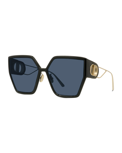 Dior Oversized Geometric Injection Plastic Sunglasses In Shiny Black Blue