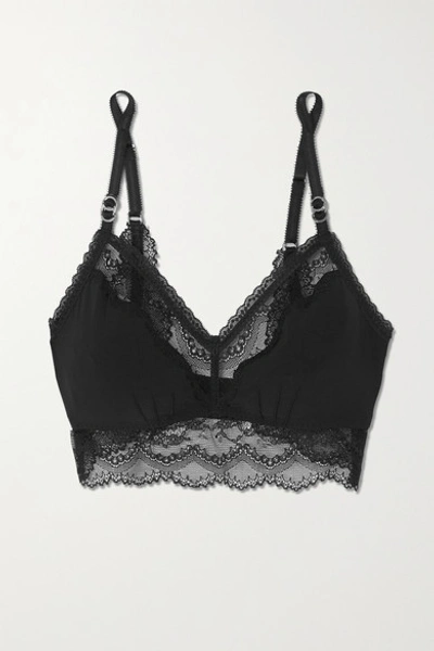 Stella Mccartney Polly Prancing Stretch-jersey And Lace Soft-cup Bra In Black