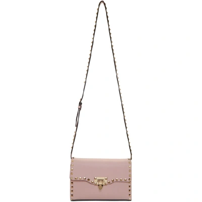 Valentino Garavani Stud Embellished Leather Shoulder Bag In Light Pink