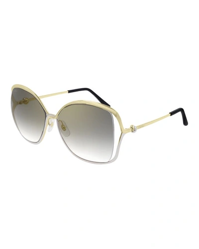 Cartier Square Two-tone Metal Sunglasses In Gold