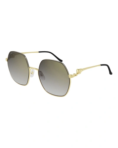 Cartier Geometric Metal Sunglasses In Gold