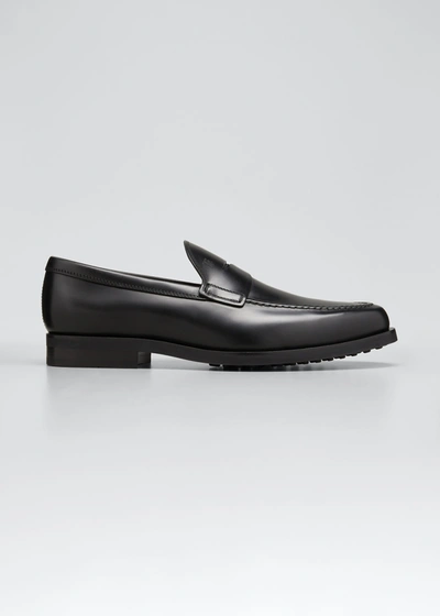 Tod's Zf Mocassino Leather Penny Loafers In Black