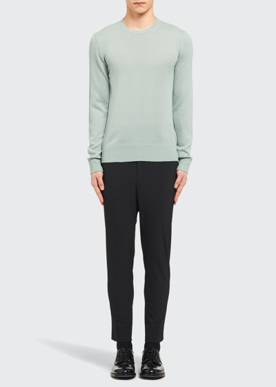 Prada Cable-knit Cashmere Crew-neck Sweater In Linfa