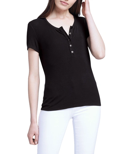 L Agence Violet Short-sleeve Henley T-shirt In Black
