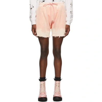 R13 Distressed Tie-dyed Cotton-terry Shorts In Pink