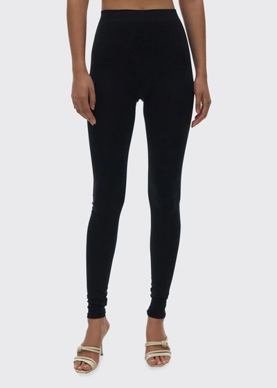 Helmut Lang Contour Ribbed-knit Leggings In Black