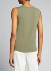 Majestic Soft Touch Crewneck Tank Top In 666 Kaki