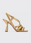 Mercedes Castillo Snake-embossed Strappy Stiletto Sandals In Gold