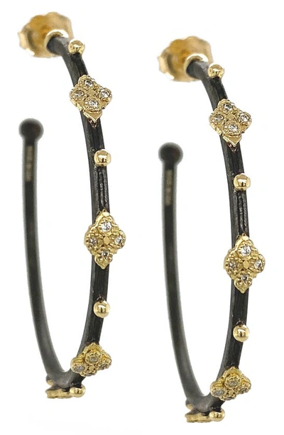 Armenta Women's Old World Sterling Silver, 18k Yellow Gold & Diamond Hoop Earrings