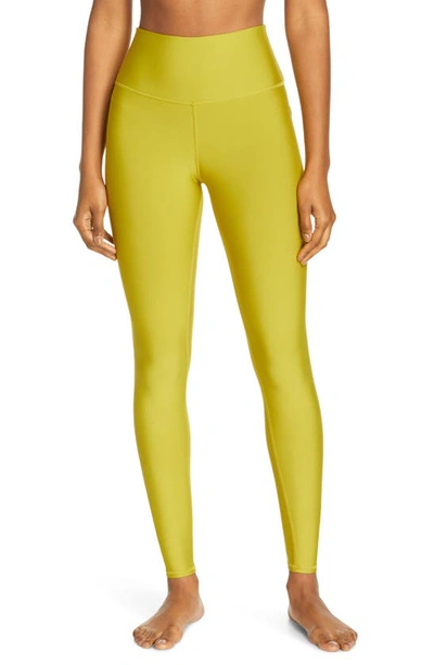 Alo Yoga High-waist Tech-lift Airbrush Full-length Leggings In Chartreuse