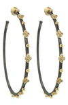 Armenta Women's Old World Sterling Silver, 18k Yellow Gold & Diamond Hoop Earrings