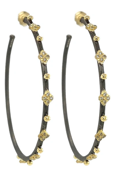 Armenta Old World Sterling Silver, 18k Yellow Gold & Diamond Hoop Earrings