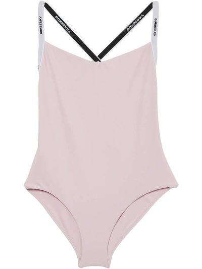 Burberry Alagnon Logo Strap One-piece Swimsuit In Pink