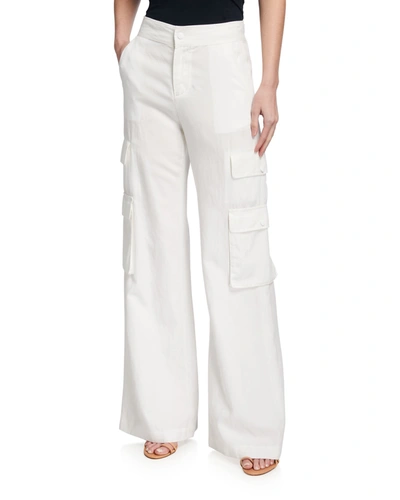 Alice And Olivia Hayes High-waist Wide-leg Cargo Pants In White