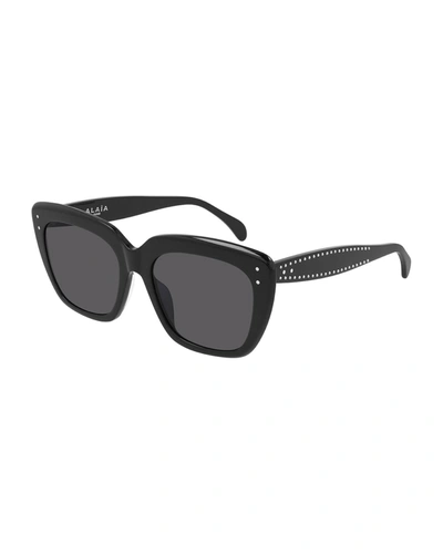 Alaïa Square Acetate Sunglasses In 001 Black
