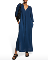 Ocean + Main Cotton Gauze Lounge Caftan In White