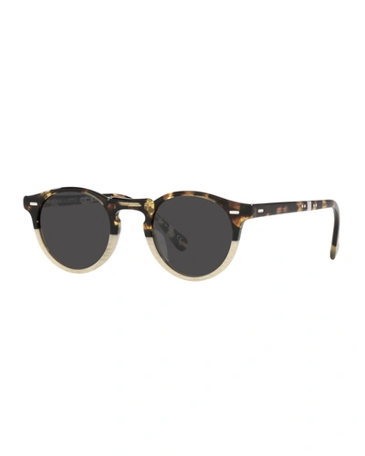 Oliver Peoples Gregory Peck Round Acetate Sunglasses, Tortoiseshell In Brown Tort