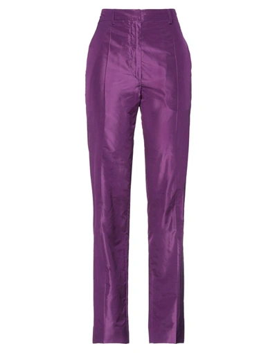 Prada Taffeta Straight-leg Pants In Purple