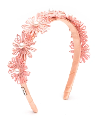 Eugenia Kim Azalea Coral Straw Palm Flower Headband