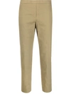 Theory Treeca Good Linen Cropped Pull-on Ankle Pants In Sprig