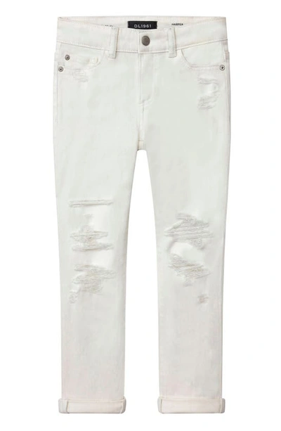 Dl Kids' Harper Distressed Straight Leg Boyfriend Jeans In Milk Distressed