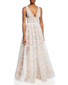 Bronx And Banco Megan V-neck Lace Gown In White