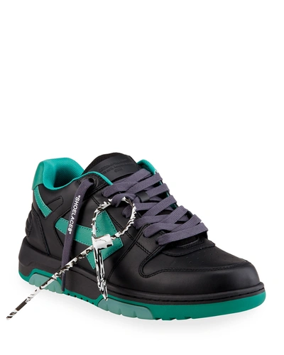 Off-white Men's Out Of Office Arrow Leather Sneakers In Black / Green |  ModeSens