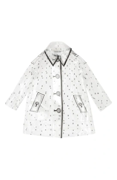 Burberry Kids' Ilaria Graphic-print Transparent Trench Coat 12-14 Years In Black Ip Pattern